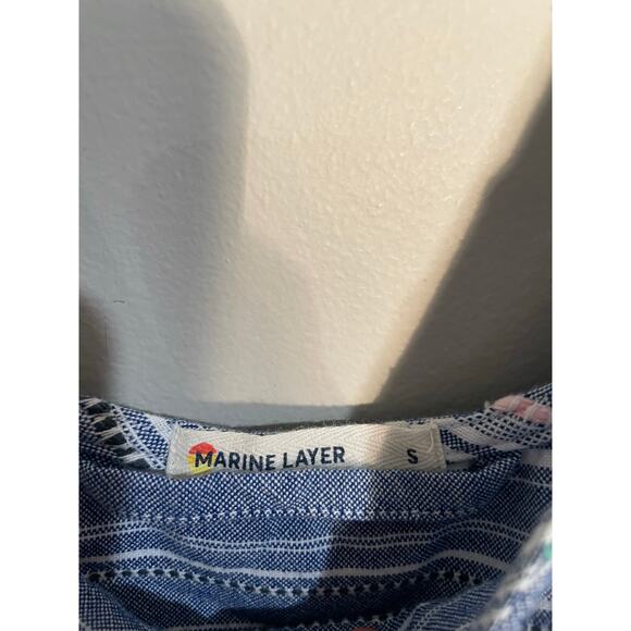 Marine Layer Brea Striped Tie Front Knee Length Cotton Dress - Picture 8 of 10